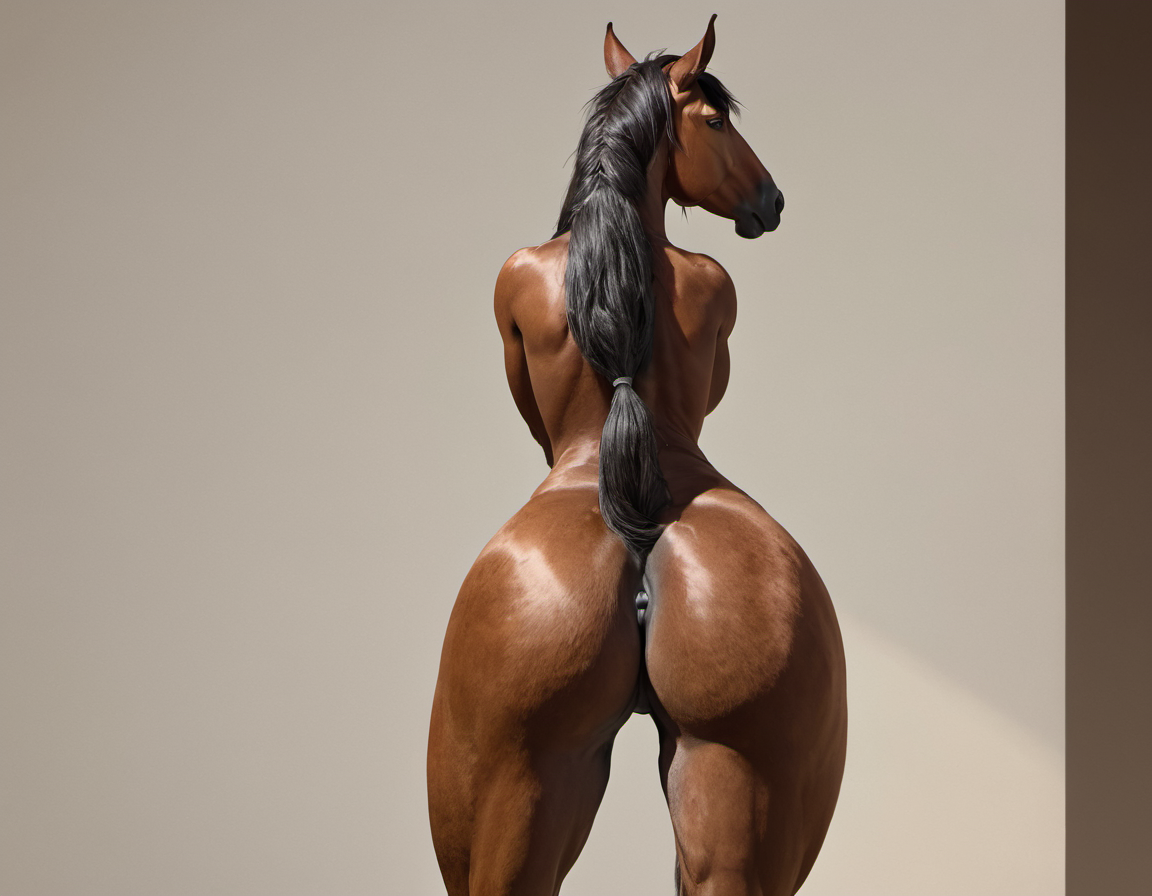 anthro, anthro horse woman, standing, from behind, <lora:Horse_Pussy:.2>