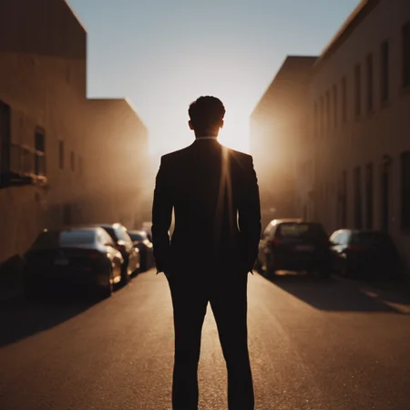 cinematic film still of <lora:silhouette style:1>
A silhouette photo of a man standing in front of a bright sun,solo,1boy,standing,male focus,from behind,backlighting,arms at sides,silhouette,light different shadow patterns, different shadows, cinematic, filmic, different colors, creative cinematography, covered in shadow, perfect shadow, detailed shadow, detailed background, detailed environment, award winning cinematography, casting shadow, film contrast, film saturation, high quality, 8k, silhouette style, shallow depth of field, vignette, highly detailed, high budget, bokeh, cinemascope, moody, epic, gorgeous, film grain, grainy