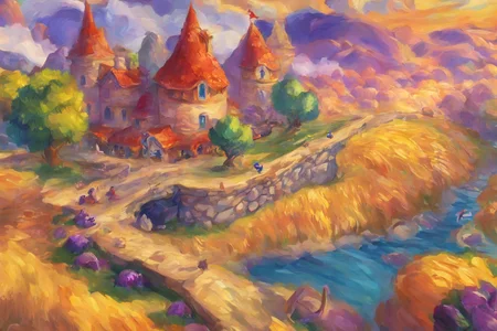 A vast scene of Dream Weavers from Spyro in the style of Renoir, videogame, impressionist