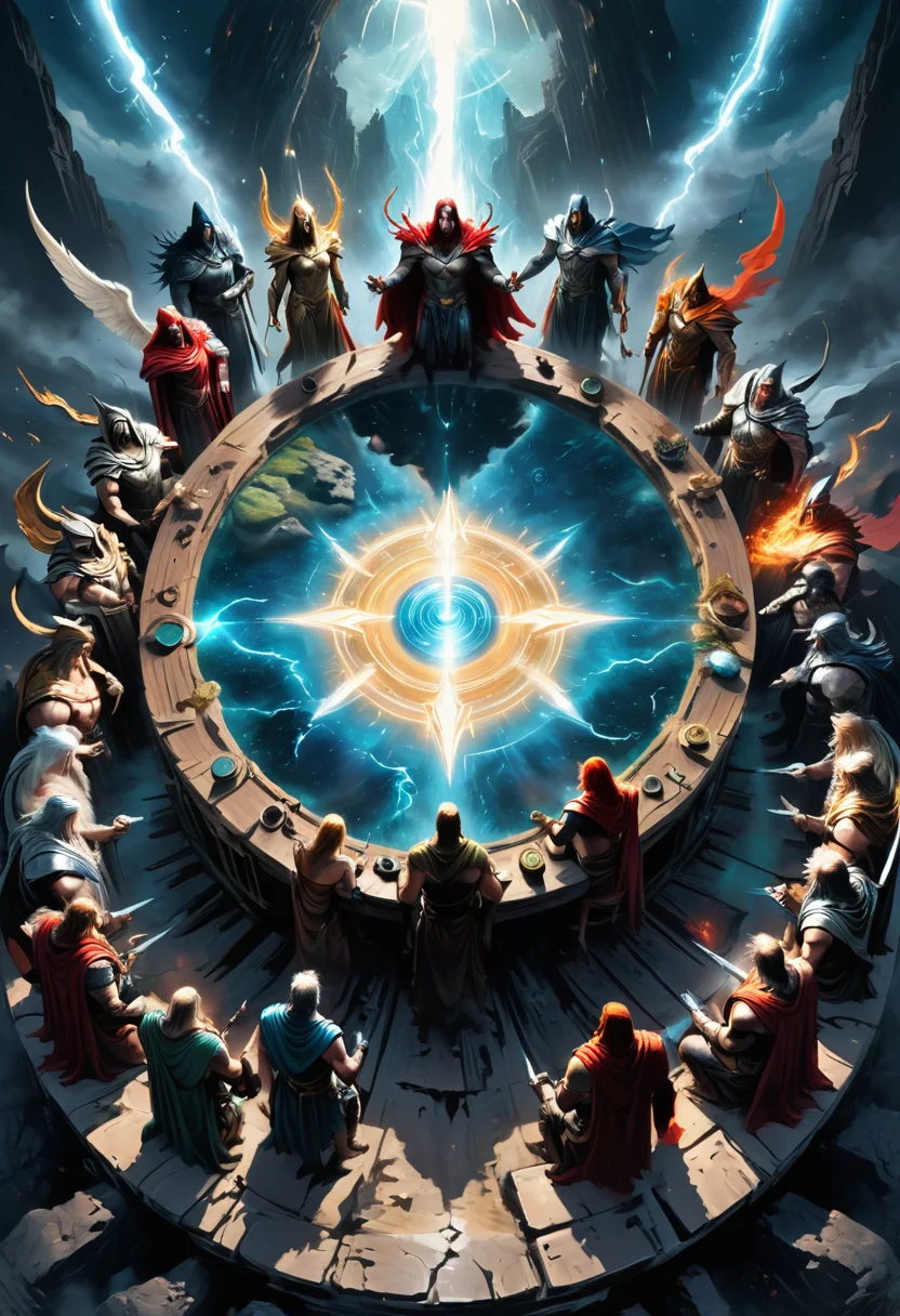 meeting of the gods in a giant round table, digital painting, mixed media, trending on artstation and deviantart, epic composition, highly detailed, 8 k
<lora:add-detail-xl:0.4>, <lora:xl_more_art-full_v1:0.4>