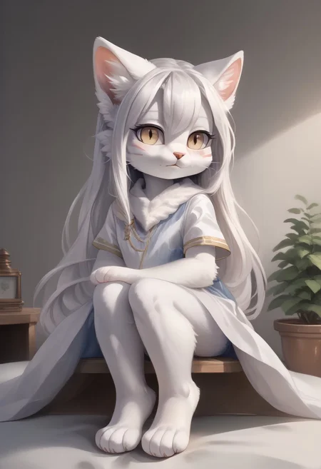 (((Barefoot furry character, full body, cinematic setting, furry female, plantigrade)))
Illustrate a refined and poised ((cat)) with sleek ((silver-gray fur)) and striking aquamarine eyes. Adorned in fashionable ((attire with subtle botanical patterns)). The figure ((lies barefoot on lounger)) in a luxurious spa environment, surrounded by potted plants like botulinum-producing Clostridium botulinum, amidst bottles labeled "serum" and "elixir," referencing the medical use of botulinum toxin. showing paws soles to viewer.
BREAK, detailed background, 8K, (masterpiece:1.5), intricate details, highly detailed, extreme detail, octane render, fine art, best quality, highres, (detailed face:1.5), ((full_body)), UHD, (((perfect hands))), low light