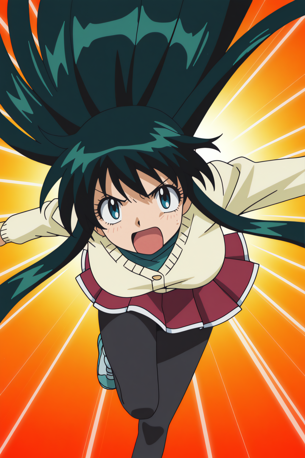 naomi umegae, rating safe, masterpiece, dynamic pose <lora:Zettai_Karen_Children_-_multicharacter_-_illustrious-v2:0.8>