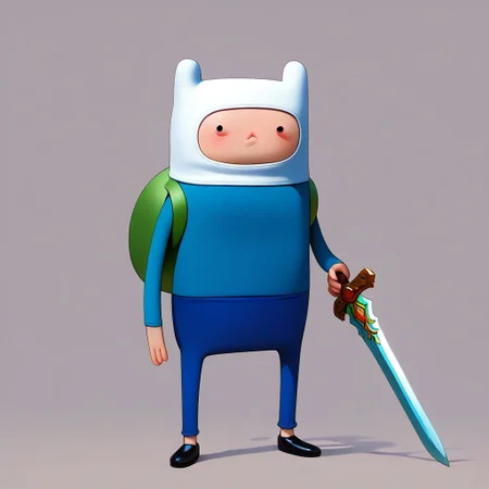 score_9, score_8_up, score_7_up, source_anime, (best quality:1.1), (masterpiece:1.2), (realistic:1.2), (detailed:1.1), (highres, best quality:1.2), adventure time, Expressiveh,
1boy,finn the human, \(adventure time\), dot eyes, green backpack, backpack, Blue shirt, shirt, Blue short, short, with hat,
solo, closed mouth, collared shirt, full body, sword, looking at viewer, standing, holding sword, angry stare,