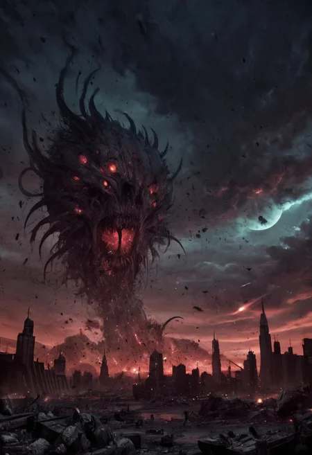 score_9, score_8_up, score_7_up, red glow,
BREAK
,grimdark setting, war torn xeno planet, cosmic decay and a sky full of dead stars, carnage, battlefield, defeat in the darkness, cityscape masterpiece, realistic, best quality, horror, ral-chrosc-bw, Style-Volumetric, CS-RBW