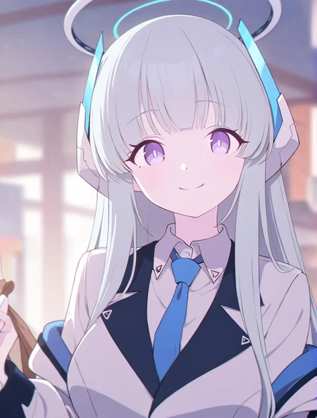noa \(blue archive\),long hair,blurry,1girl,smile,depth of field,blurry foreground,blurry background,bangs,masterpiece, best quality, very aesthetic, absurdres,<lora:hennnachoco-NAI:0.8>