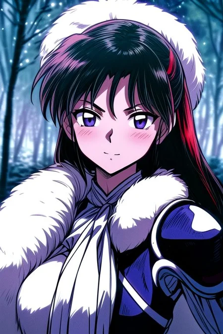 1girl Setsun4 solo long hair, black hair very long hair purple eyes multicolored hair armor (fur trim) (medium body),<lora:EMS-179-EMS:0.800000>,<lora:EMS-293862-EMS:0.800000> bow, hair_bow, hair_tubes, red_bow, brown_hair, long_hair, bangs, ascot, frilled_bow, yellow_ascot, blush, smile, hair_between_eyes, athletic, (masterpiece:1.1), (best quality:1.1), 1girl, Real light and shadow, anime face, 4k, 8k, wallpaper,epic, detail texture, black hair, (blue eyes:1.5), ((((black hair:1.35, medium hair)))),intricate eyes,beautiful detailed eyes,symmetrical eyes,big eyes:1.5,(((lustrous skin:1.5,bright skin: 1.5,skin tanned,shiny skin,very shiny skin,shiny body,plastic glitter skin,exaggerated shiny skin,illuminated skin))),(detailed body,(detailed face)), cute, erotic,daring, (((medieval man armor,adventurer man armor,winter coat))),(((intricate outfit,intricate clothes, ushanka, embroidered outfit,ornate outfit,embroidered clothes,ornate armor))), (dynamic pose:1.0),happy,smile,(centered,scale to fit dimensions,Rule of thirds), ((snowy pine forest at night)), with dark stormy clouds,winter,scenery:1.25,((snow forest background)),Christmas tree, highres,sharp focus,(ultra detailed,extremely detailed),(photorealistic artwork:1.37),(extremely detailed CG unity 8k wallpaper),(((vibrant colors,vibrant theme))),(intricate),(masterpiece),(best quality),