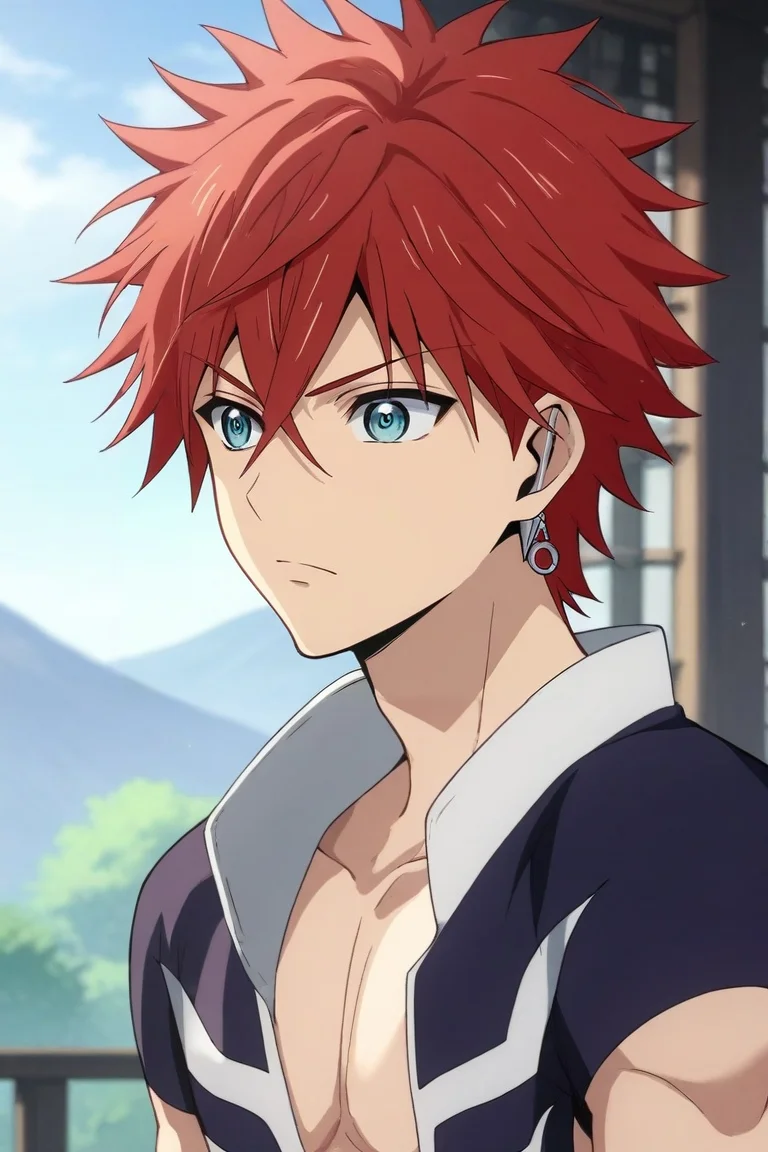 score_9, score_8_up, score_7_up, source_anime, rating_safe, , , , depth of field, 1boy, solo, male focus, <lora:musashi_orient_pony:0.76>, musashi_orient, red hair, blue eyes, short hair, spiked hair, hair between eyes, , , , <lora:sdxl_lightning_8step_lora:1>