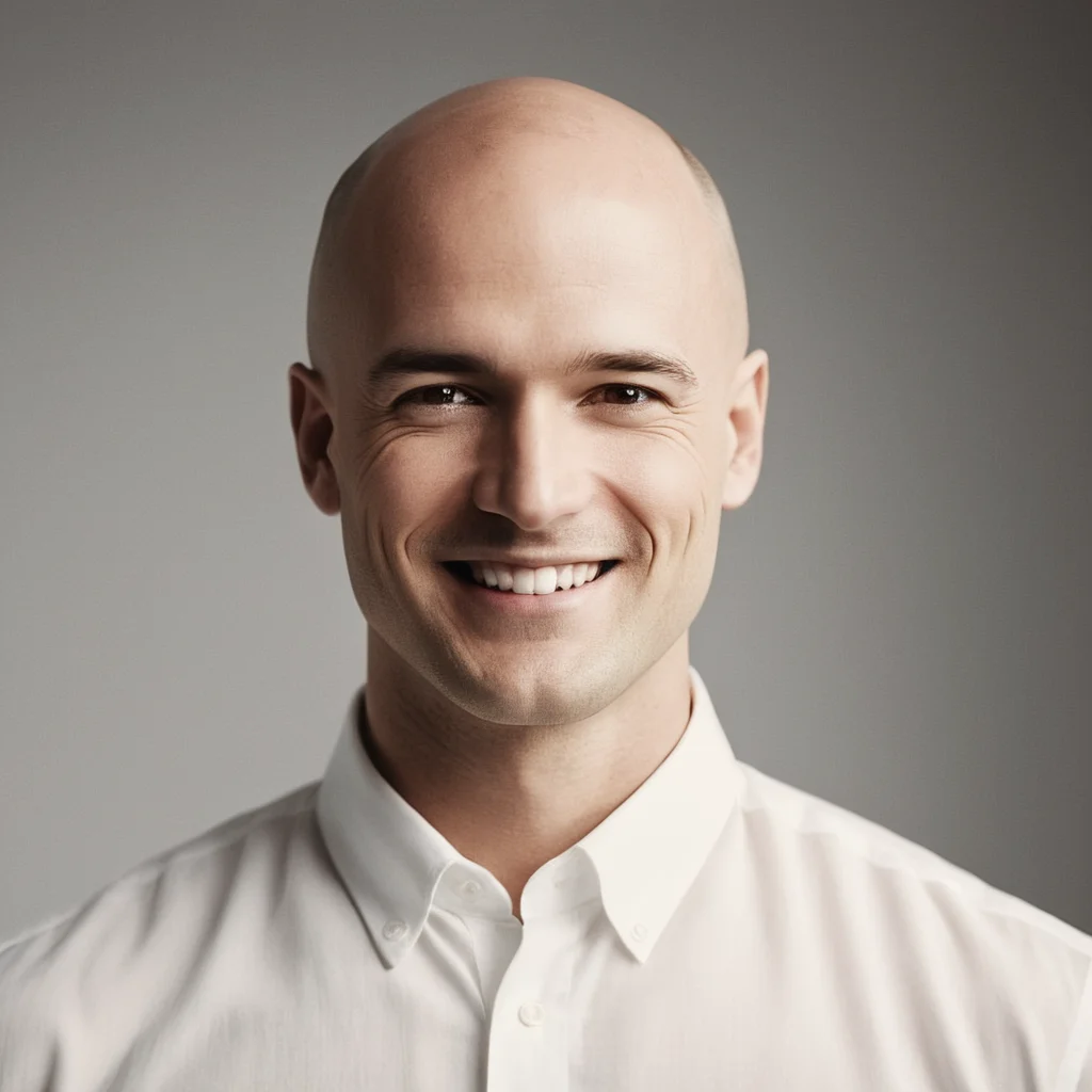 cinematic film still of <lora:High-key lighting Style:1>
bright light, bright, a man with a bald head and a white shirt High-key lighting Style,solo,looking at viewer,smile,simple background,1boy,white background,closed mouth,monochrome,greyscale,male focus,facial hair,portrait,realistic,bald, shallow depth of field, vignette, highly detailed, high budget, bokeh, cinemascope, moody, epic, gorgeous, film grain, grainy