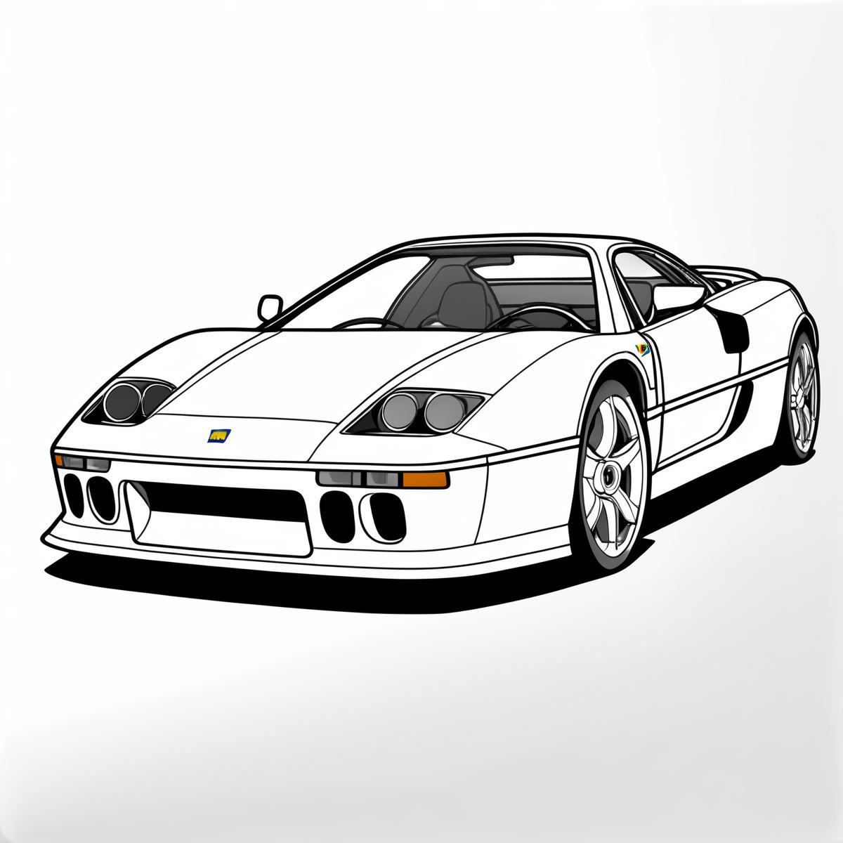 shemetric drawing of a ikea sports car, sharp edges
