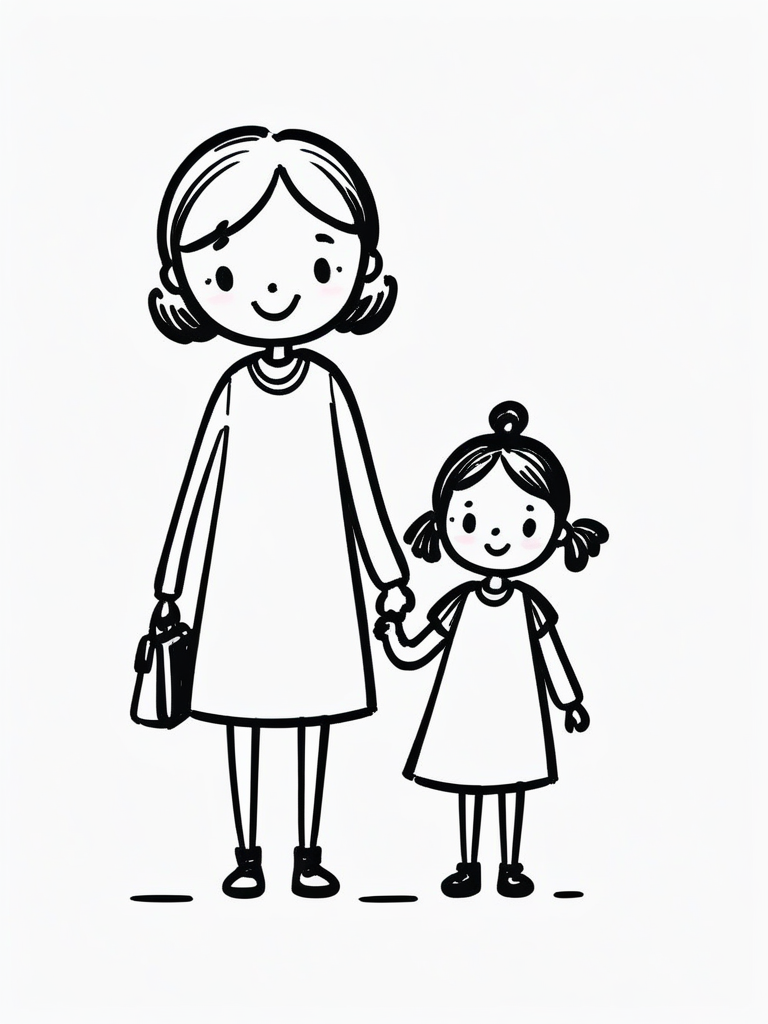 illustration, simple line art, (white background:1.2), doodle, doodle line, hand draw, drawing, b&w, monochrome, <lora:SDXL_BTT_Doodle_v01:1.5>, SDXL_BTT_Doodle_v01, mother and daughter,