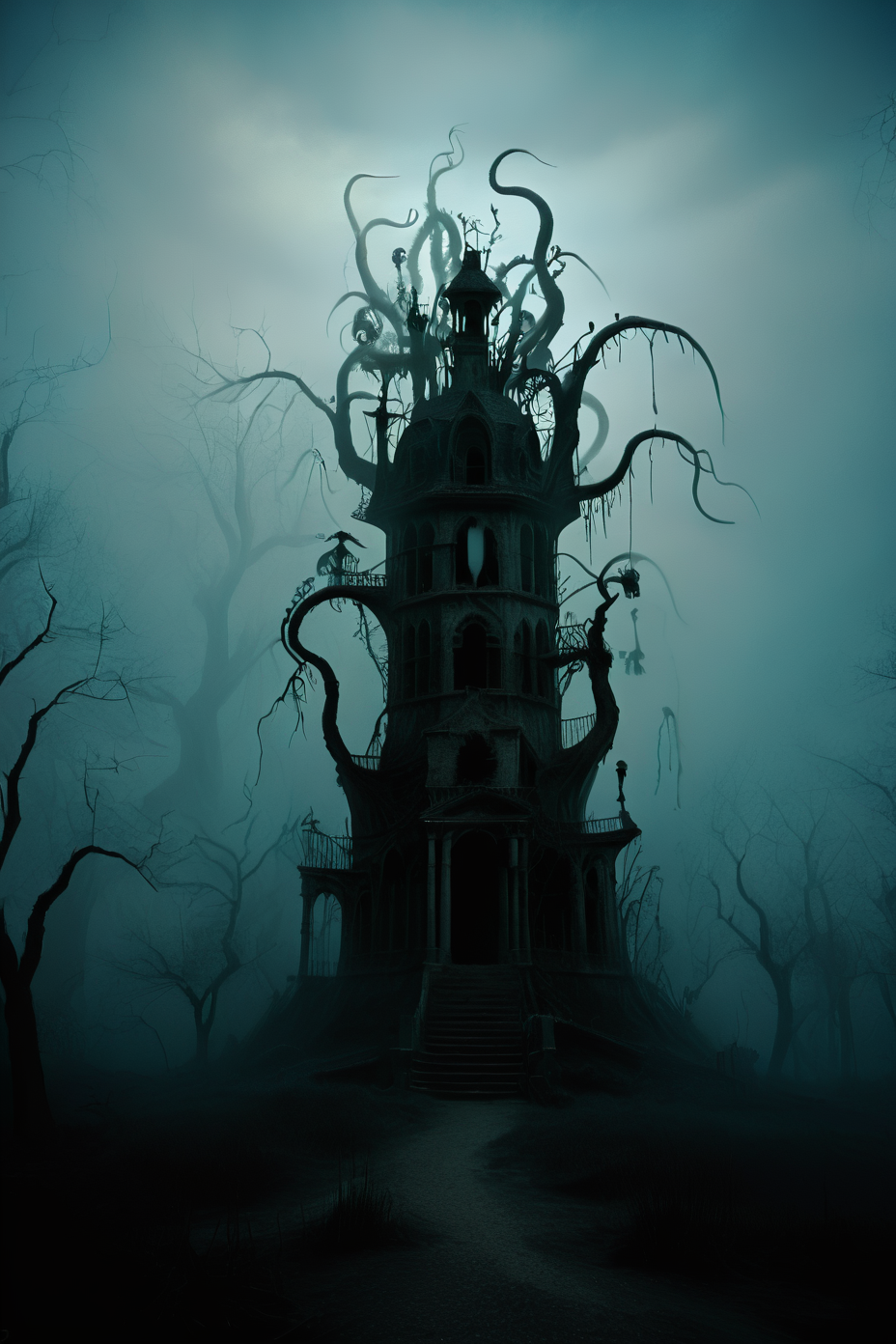 <lora:DonMGl00myN1gh7m4r3XL:1> DonMGl00myN1gh7m4r3XL, Dark, Cimmerian, Crepuscular, Dim, Dreary, Dusky, Eerie, Funereal, Gloomy, Murky, Obscure, Opaque, Penumbra, Sombre, Shadowy, Shady, Somber, Stygian, Tenebrous, Twilight, Umbral, score_9, score_8_up, score_7_up, score_6_up, score_5_up, score_4_up, <lora:K040790P:0.8> 040790P, woman, 24 years old, <lora:Breast Slider - Pony_alpha1.0_rank4_noxattn_last:0.3>, <lora:GRIM_v1:1>  greyscale, monochrome, limited palette, horror (theme), eldritch abomination, chaotic, silhouette,, official art, unity 8k wallpaper, ultra detailed, beautiful and aesthetic, High quality, masterpiece, best quality