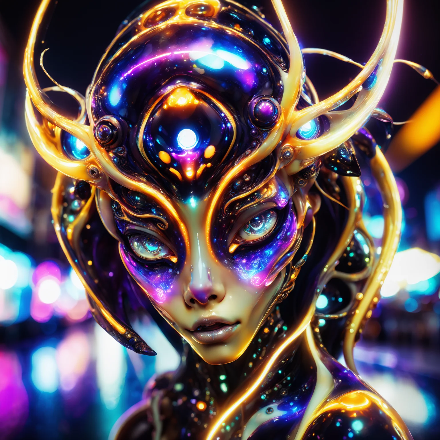 <lora:aiai-DiscoLucid-XL1-v1-captions:0.75> aiai-DiscoLucid style slaanesh humanoid street couture cyberpunk enticer with sensual body and neon makeup, art by lee jeffries and steve mccurry, bokeh background, high iso noise, translucent skin, internal illumination, heavy makeup, neo-tokyo arcade hall, ultra wide angle, lomo style fisheye lens, masterpiece, best quality, vice documentary, analogue photograph, film grain, unique and immersive vibe, internal illumination, hyperrealism, lucid, high quality, 8K Ultra HD, masterpiece, best quality
