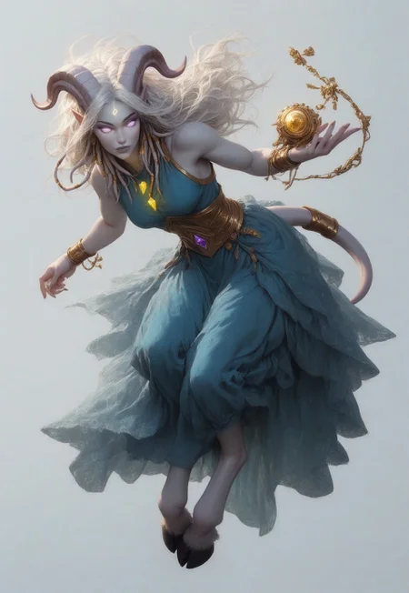 (absurdres, highres, best quality, masterpiece:1.4), 
score_9, score_8_up, score_7_up, score_6_up, 
detailed, 
detailed body, 
detailed face, 

(culDraenei, 
female, 
purple eyes, 
no sclera, 
no pupils, 
athletic, 
tall, 
slim, 
pale skin,
grey skin, 
long ears),

loose long blue dress,  
yellow pendant, 
sleeveless, 

cheerful, 
(((full body))), 
posing, 

(((white background, plain background))), 
(((no objects in background)))