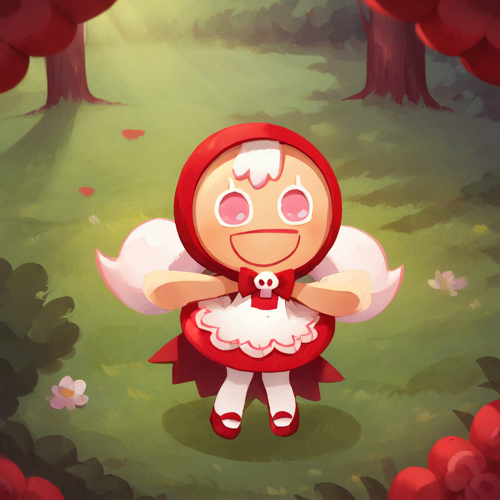 score_9_up, score_8_up, BREAK, CherryCookieRun, 1girl, solo, white hair, pink eyes, red hood, sleeveless dress, red dress, white pantyhose, mary janes,  <lora:CherryCookieRun_PXL_Leaf1:1>, forest,