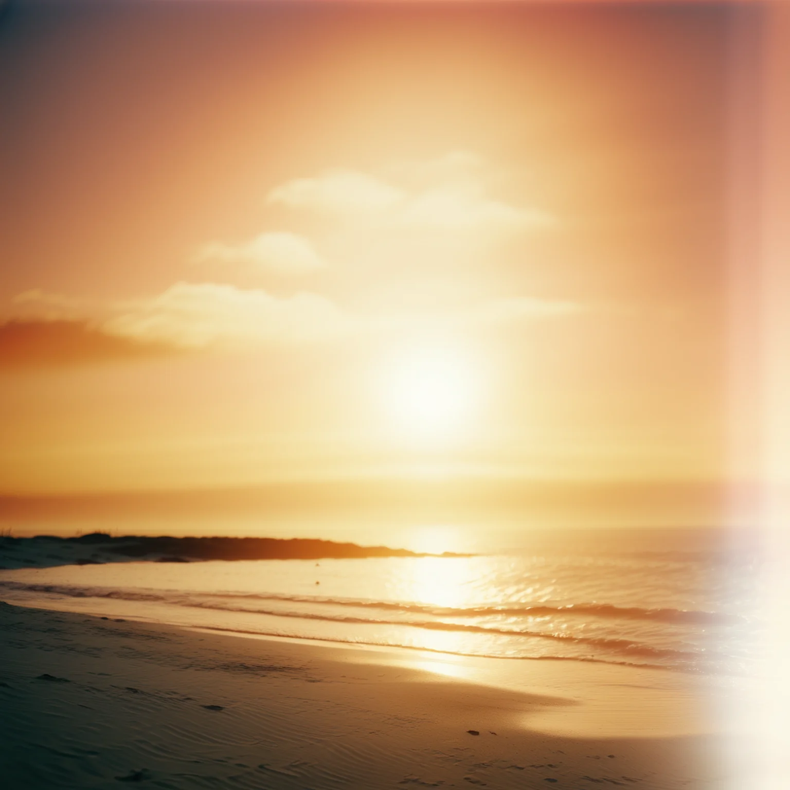 film photography, film grain, detailed, (light leak:1.2), white background, sunset, sky, cloud, beach, <lora:Light_leak:1>