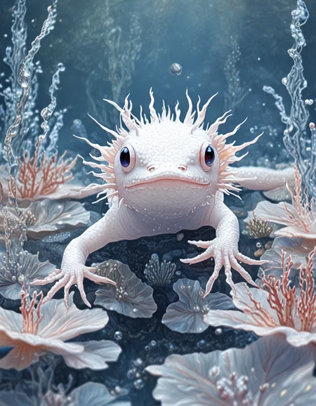 novuschroma68 style white axolotl swimming <lora:sdxl_lightning_8step_lora:1> <lora:novuschroma68 style:1>