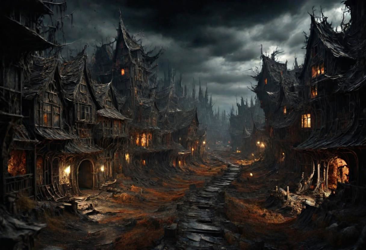 EdobHorrorLandscape,
ghst-3000, OverallDetail,
A landscape of a curse village in europe,
hopeless, nightmare, broken lights, dark ambiant,
HDR, HD textures, intricated details, 8k,