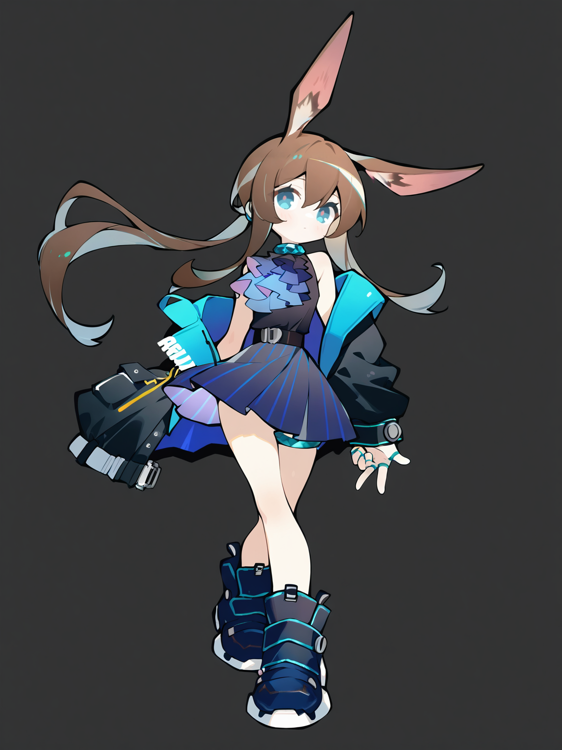 1girl,solo,simple background,fashion,stylish_pose,full body,,amiya \(arknights\),<lora:HCQ@S-000020:1>, masterpiece, best quality, very aesthetic, absurdres