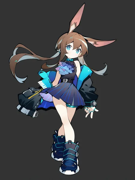 1girl,solo,simple background,fashion,stylish_pose,full body,,amiya \(arknights\),<lora:HCQ@S-000020:1>, masterpiece, best quality, very aesthetic, absurdres