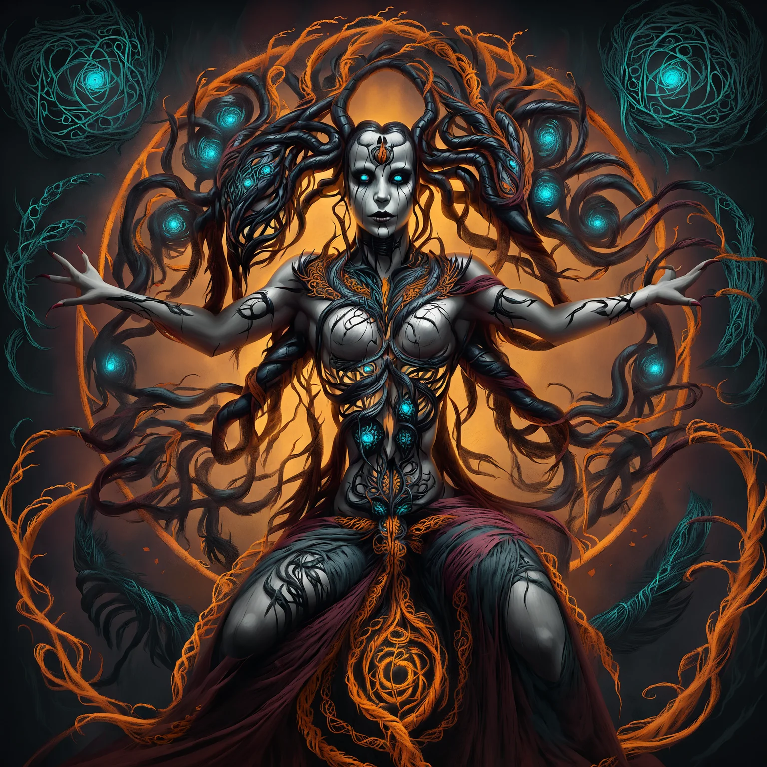 horror art, dread, unity 8k wallpaper, ultra detailed, beautiful and aesthetic, masterpiece, best quality, (zentangle, mandala, tangle, entangle) intricate, highly detailed, artstation, behance, deviantart featured, phx, <lora:phxhorror-000015:1>