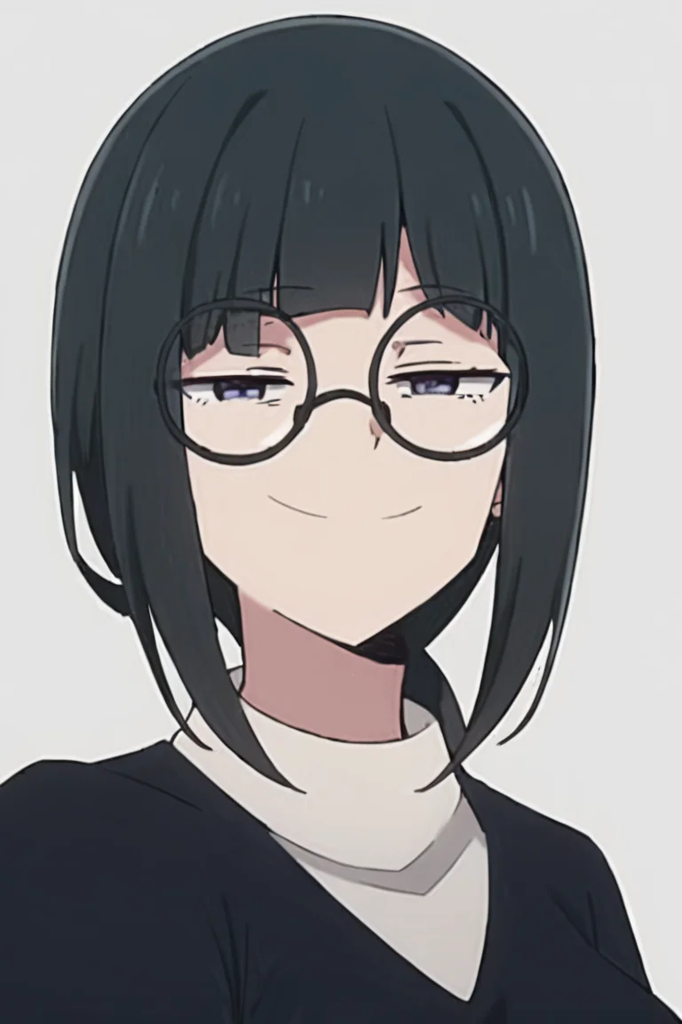 <lora:meetyan:0.8>
############################################
score_9, score_8_up, score_7_up, score_6_up,
############################################
1girl,solo,
############################################
meetyan,
##########################################
##########################################
simple background,white background,black hair,
meetyan, 1girl, glasses,half-closed eyes,smiling,
#blue sweater,jeans,