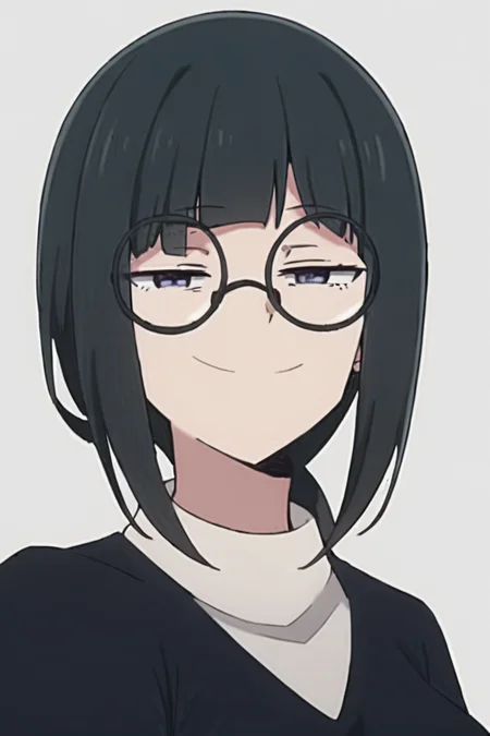<lora:meetyan:0.8>
############################################
score_9, score_8_up, score_7_up, score_6_up, 
############################################
1girl,solo,
############################################
meetyan,
##########################################
##########################################
simple background,white background,black hair,
meetyan, 1girl, glasses,half-closed eyes,smiling,
#blue sweater,jeans,