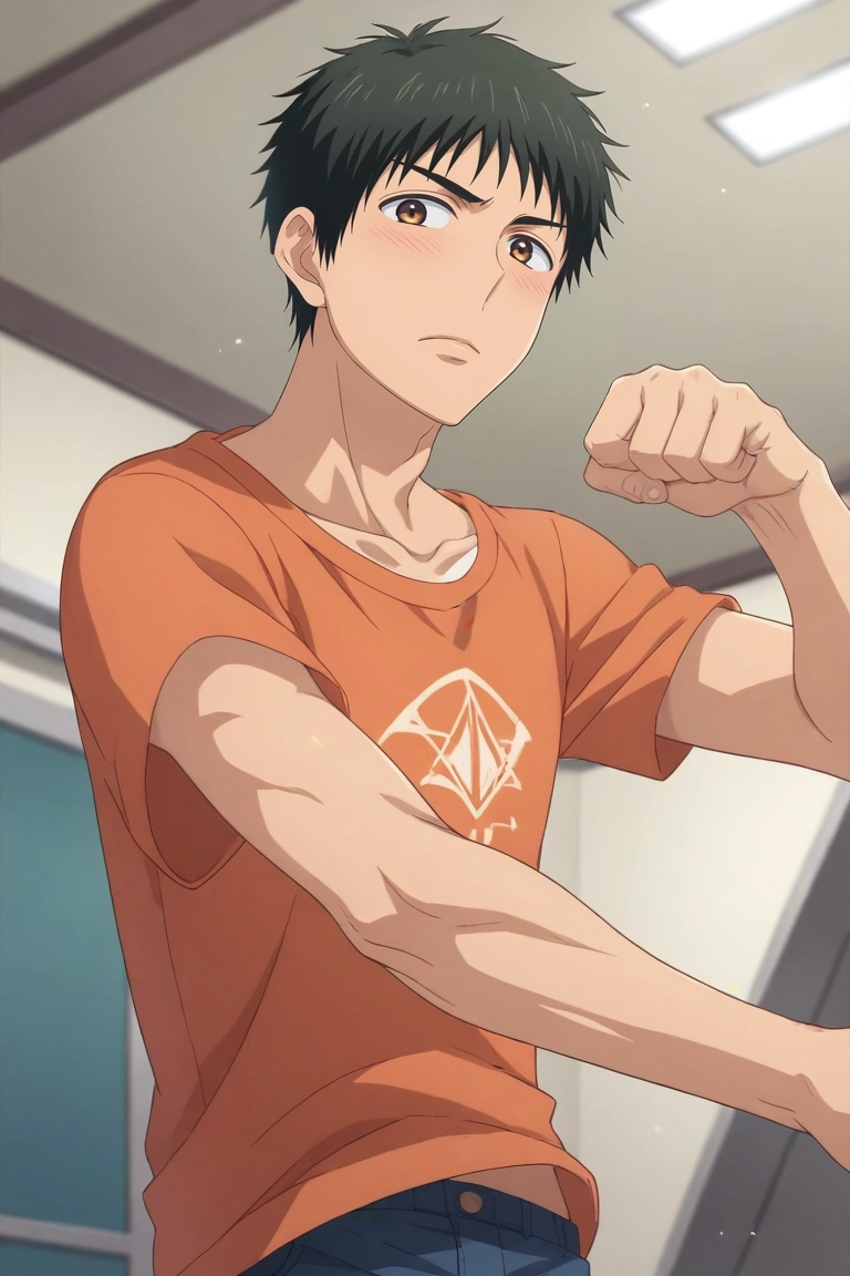 score_9, score_8_up, score_7_up, source_anime, rating_safe, , (realistic:0.6), looking at viewer, depth of field, 1boy, solo, male focus, <lora:yuusuke_igarashi_pony:0.76>, yuusuke_igarashi, black hair, brown eyes, short hair, from below, pyramid, indoors, dark, (dynamic pose:1.2), shy, blush, day of the dead costume, <lora:sdxl_lightning_8step_lora:1>
