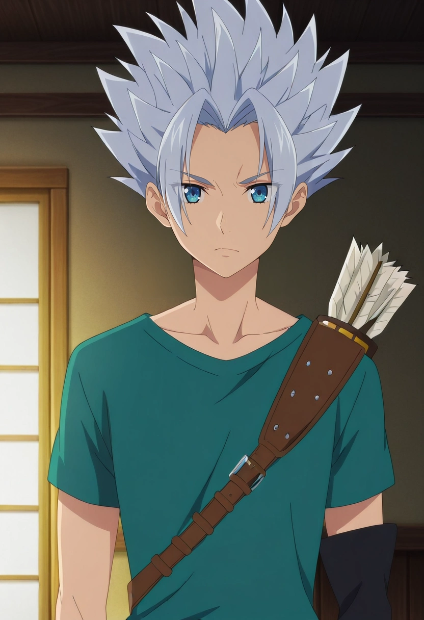 masterpiece, best quality, , anime screencap, , ,, 1boy, solo, male focus, <lora:arden_nnt_ilxl:0.9>, arden_nnt, grey hair, blue eyes, short hair, spiked hair, ,