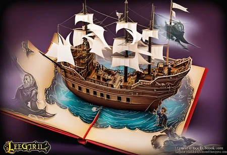 leogirl Pop-up book (Ghost ship)(Captain's room),veropeso,LegendDarkFantasy
