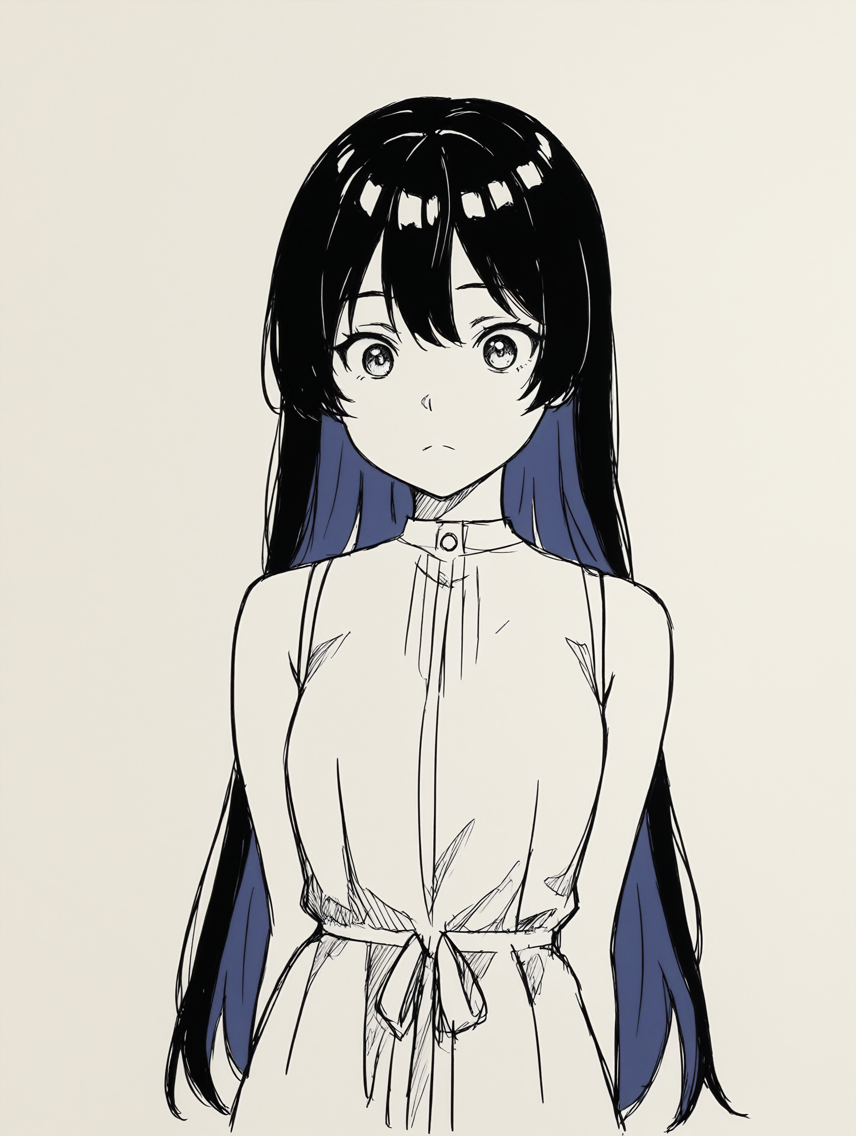 <lora:SketchArtWork_FNL:1> traditional media, monochrome, sketch, paper texture
<lora:Tinasha_-_Unnamed_Memory:0.7> tinasha, black hair, colored inner hair, blue inner hair,
white dress, sleeveless,
1girl,solo,
masterpiece,best quality,amazing quality,