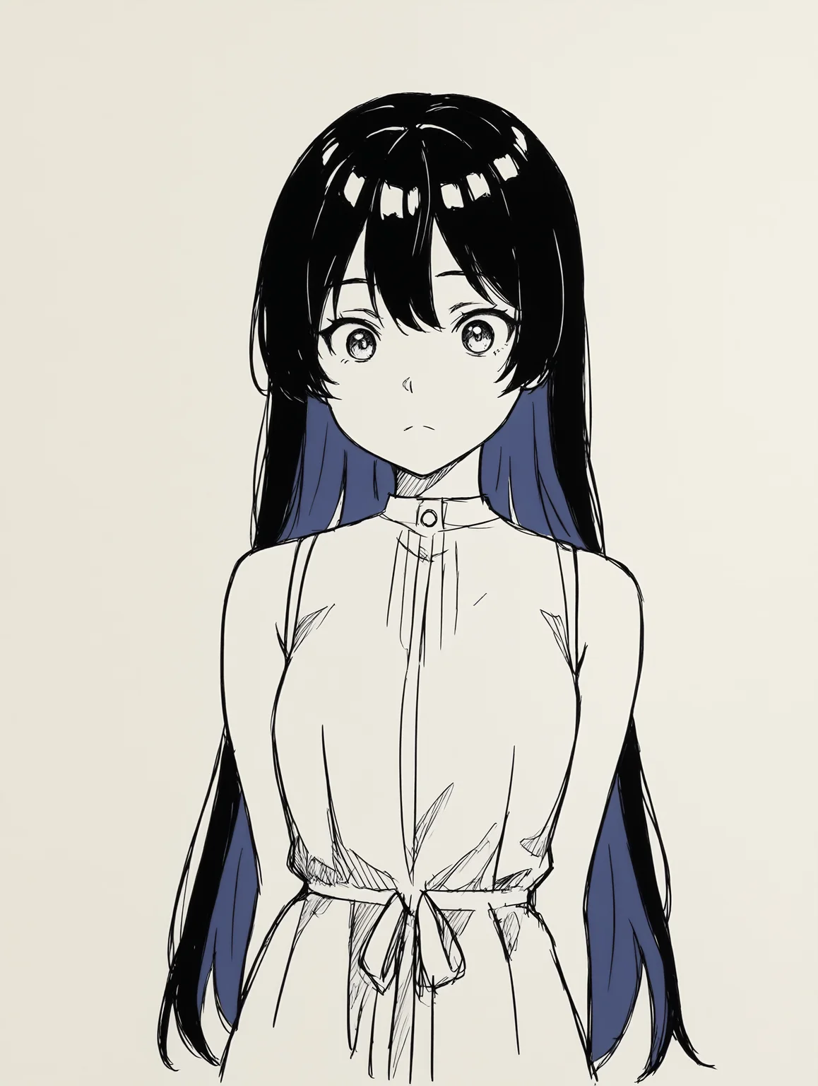 <lora:SketchArtWork_FNL:1> traditional media, monochrome, sketch, paper texture
<lora:Tinasha_-_Unnamed_Memory:0.7> tinasha, black hair, colored inner hair, blue inner hair,
white dress, sleeveless,
1girl,solo,
masterpiece,best quality,amazing quality,