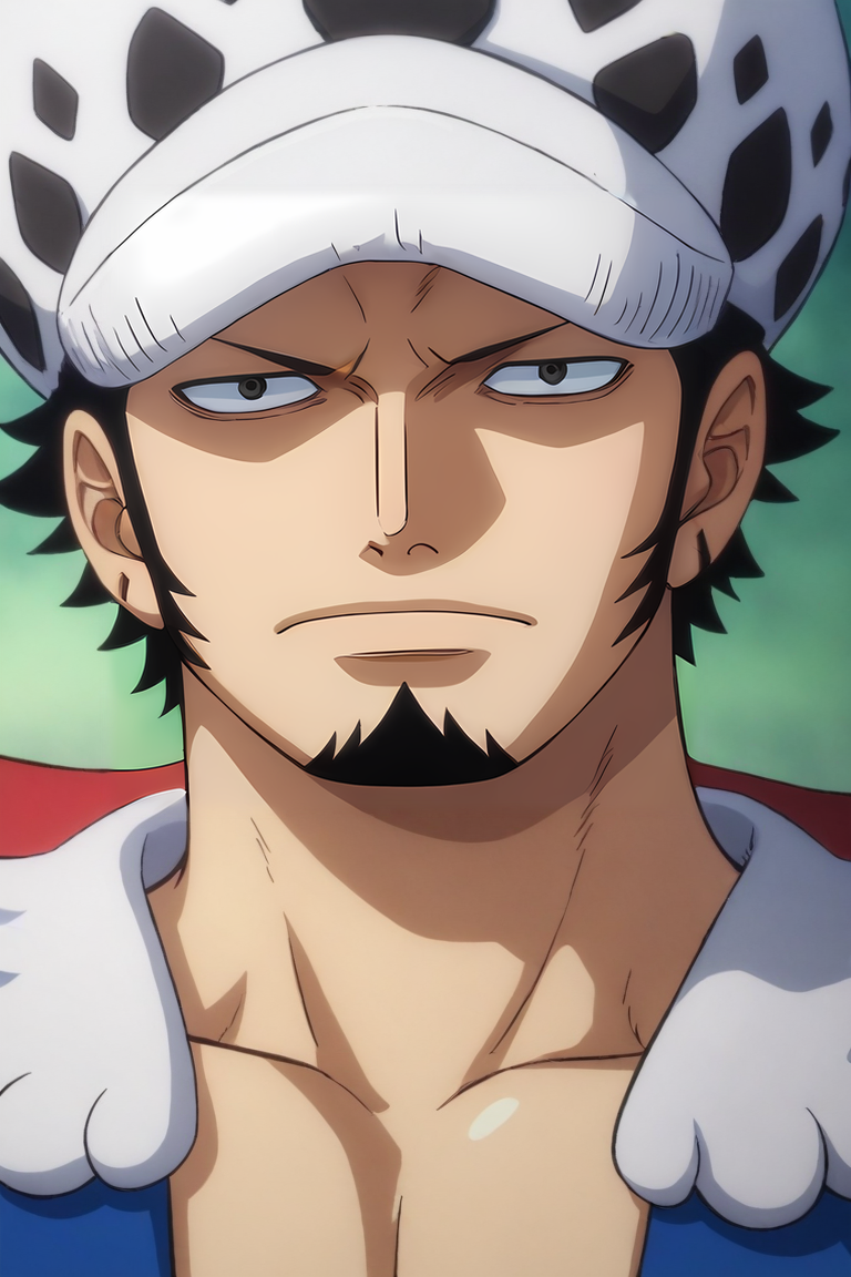 score_9, score_8_up, score_7_up, source_anime, intricate details, (3d:0.4), looking at viewer, upper body, depth of field, 1boy, solo, male focus, <lora:law_trafalgar_pony:0.8>, law_trafalgar, black hair, black eyes, short hair, facial hair, sideburns, long sideburns, goatee, hat, post timeskip, wano country arc, , clown costume, , , <lora:sdxl_lightning_8step_lora:1>