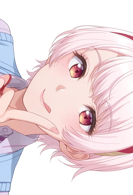 Smooth Quality,masterpiece,beautiful aesthetic, very intricate, high quality details, ultra realistic, high detailed skin,
simple background, white background,
sideways,v,;q,
hot pants, ,button-up vest, ,String around finger , <lora:Natsukawa_Renacnn:0.8> rena/cnn, 1girl, short hair,