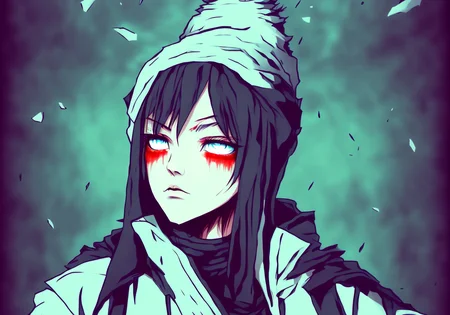best quality, poster, blue eyes, (serphm woman:1.3) in another world, ffffff666666