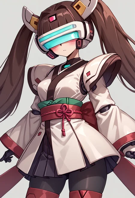 score_9, score_8_up, score_7_up, source_anime, BREAK
<lora:Pochincoff_VirtualOn_V1:1>,Pochincoff_VirtualOn,1 girl, robot, robot joints, armor, bodysuit, colored skin, shiny skin, head_mounted display,
<lora:touhoku_kiritan_ponyXL:0.7> <lora:kiritanXL_LoRA-C3Lier_AdamW_Dim16_Alpha16_UN-3e-4_TE-1.5e-4_10batch_ponyDiffusionV6XL_v6StartWithThisOne:0.7>, touhoku kiritan, brown hair, short hair, short twintails, red eyes, small breasts, headgear, white kimono, gradient kimono, red obi, pink sash, ribbon, long, sleeves, wide sleeves, pleated skirt,
white streaked background, simple bacground,,
