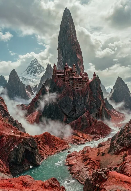 towering mountains loom, their peaks veiled in mist.precious stones,  intricate details, natural lighting, volumetric the headset A black and  creative photoshoot, unreal render 8k., arguing, bent over in frustration, holding towel, with lightning and clouds swirling around him in all its glory. swirlysci-fi red intricately detailed, complex, elegant, expansive, fantastical, film photography style,  medium grain, FRESHIDESH Moebius comic book
