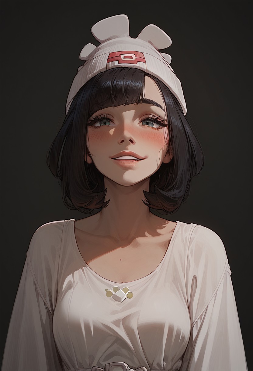 score_9, score_8_up, score_8. score_9, score_8_up, score_7_up, score_6_up, masterpiece, 4k, high quality, (best quality:1.1), ExpressiveH
1girl, Selene_(Pokemon), grey_eyes, black_hair, medium_hair, beanie, medium breasts, blushing, looking at viewer, smiling, g0dd3ss, white dress
green background