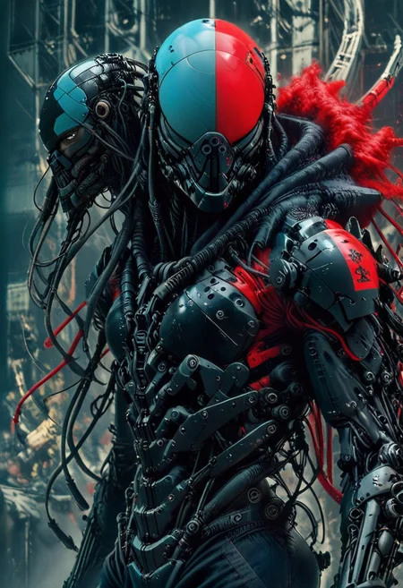 a neon red carbon soldier at night, edgy enough for a metal album cover, dynamic, <lora:- iLL - the_edgy_mech_V2.0-step000013500:0.4>, <lora:- iLL - master_of_slob_omnom_V1.0-step00011500:.8> <lora:noobai_vpred_1_blending_v1:0.8> <lora:Far_Future_Sketch_Illustrious__Pony:0.8>cybervision.