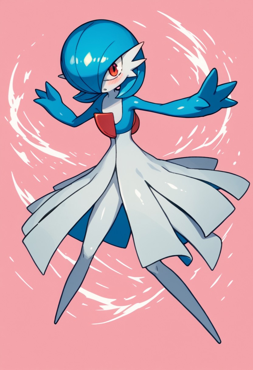 score_9, score_8_up, score_7_up, Expressiveh, 
solo, 1girl, full body, gardevoir, hair over one eye, green skin, blush, parted lips, 
abstract background, pink background,blue_hair, blue hair, shiny, (shiny gardevoir), Epic pose, performing attack,Anime design, official design, (3 crests), 3 fingers