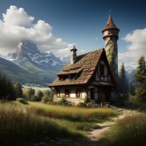 realistic analog photo, award winning photo, 
fantfa, background, mountain, trees, foreground, field, house, farm, farmland, witow, a wizard tower, blue sky
high-quality, crisp, sharp, professional-grade, high-resolution, fine detail, accurate colors, low noise, fast shutter speed, wide dynamic range, precise focus, RAW, highres, 8k, uhd, High Dynamic Range, tonemapping, crisp details,