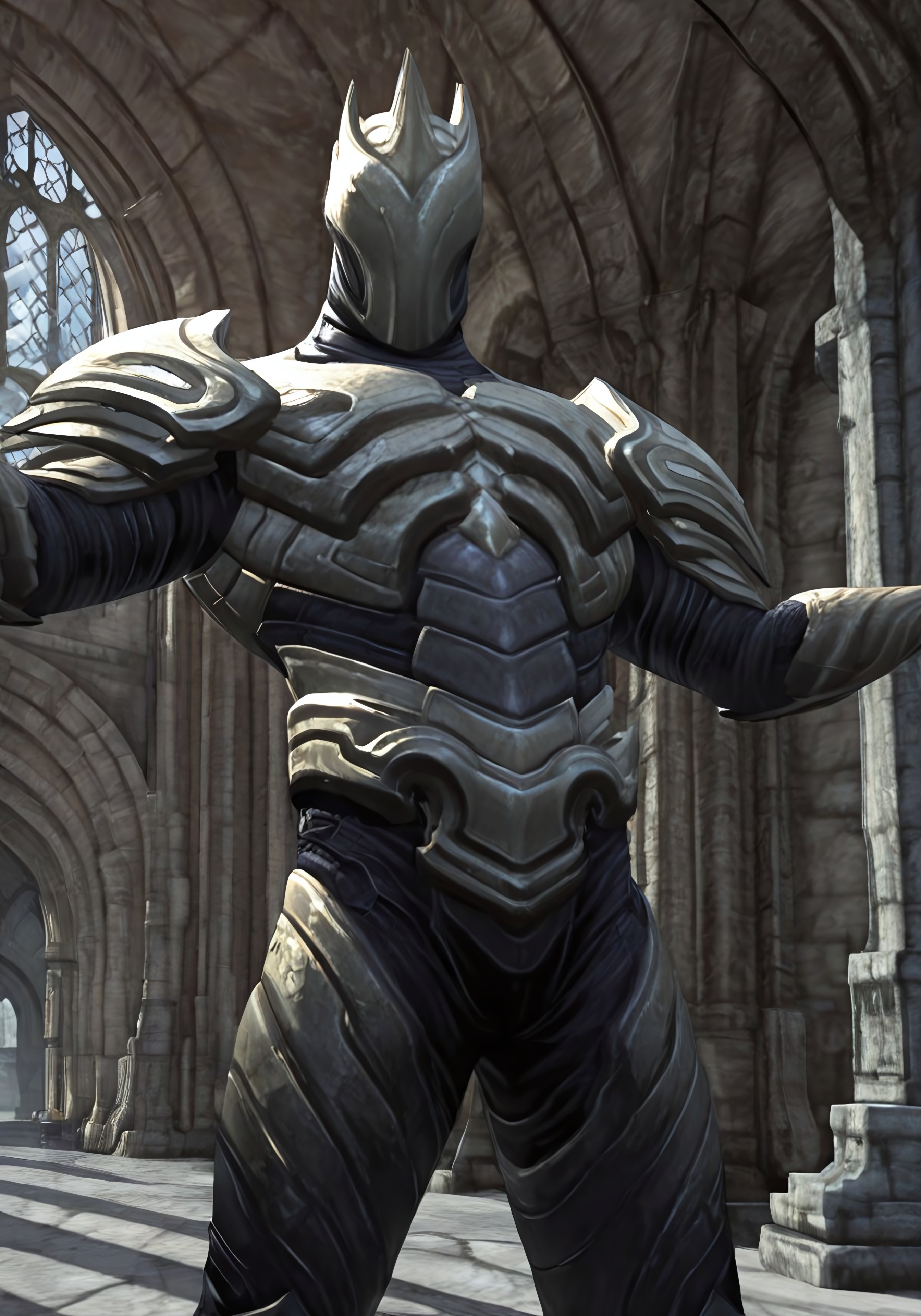 solo, fantasy theme, castle, shrugging, curious, RaiKingINF, armor, full armor, bodysuit, male focus, ultra-detailed, high quality, best quality, highres, masterpiece, perfect quality, newest, very aesthetic, absolutely eye-catching, intricate details, shadow, absurdres