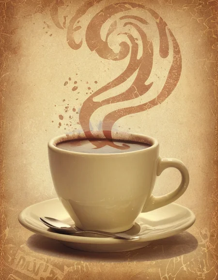 cup of coffee with swirling steam <lora:novuschroma48 style_1:1> novuschroma48 style