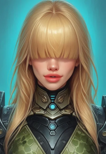1girl, ((front view))), looking at viewer, highly detailed, from front, 1girl, skinny, looking at viewer, masterpiece, best quality,
raw, extremely detailed, hyperrealism, photo, perfect anatomy, <lora:grewishka_alita_pxl:1> source_photo, source_real, robot, cyborg, android, solo, looking at viewer, 1girl, upper body, ((special force green camo armor)), high heels, neon_lights, dynamic pose, pistols in hands
BREAK
fang smile, looking at viewer, long hair, ((blonde highlighting hair)), (((hair over eyes, front bangs))), long hair, dynamic pose
best quality, depth of field, bokeh, (((full clothed))), ((special force green camo armor)),
BREAK
sc-fi soldier, dynamic pose, military camo armor
(((((rooftop, night city, neon lights))))) score_9, score_8_up, score_7_up, score_6_up, source_cartoon, rating_explicit, Expressiveh, (((((upper body))))), dynamic pose