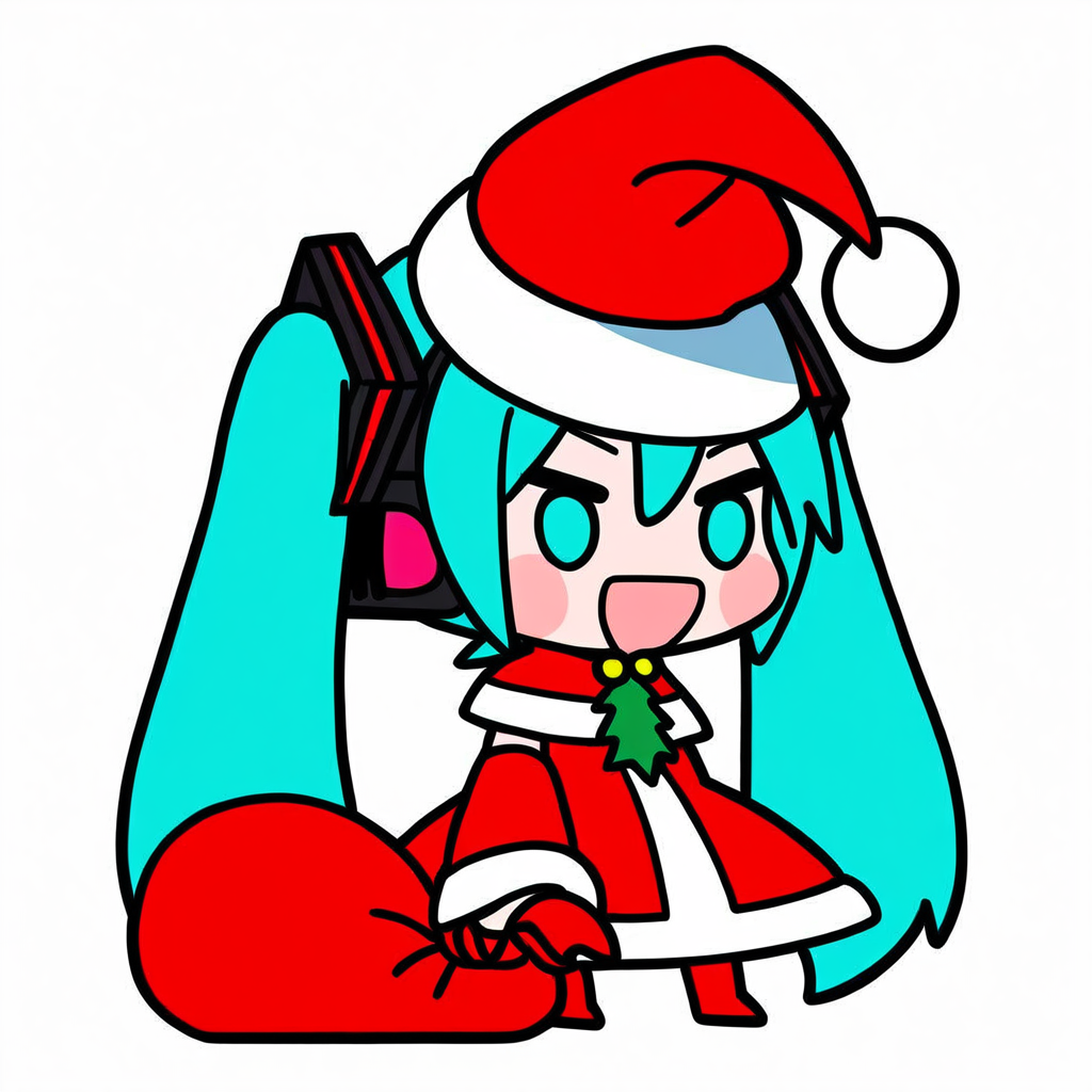 1girl,solo,holding sack,alternate costume,(santa costume),hatsune miku, 
masterpiece,
<lora:padoru_NoobVpred10:1>,