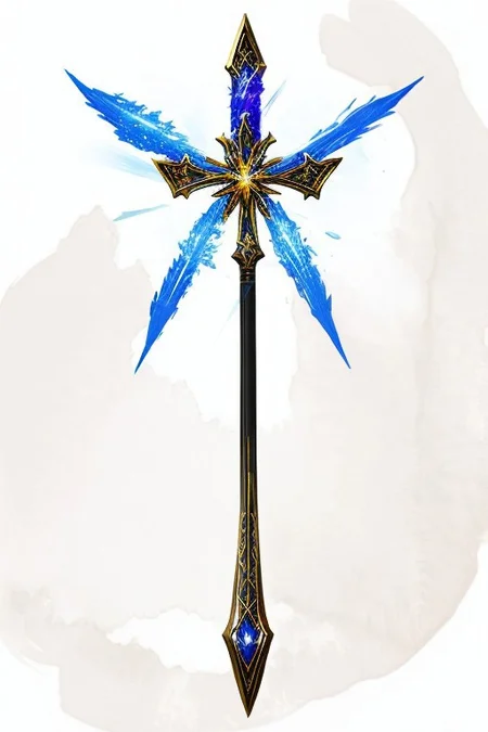MagicItem_v1, fantasy, cross, cross-shaped staff, masterpiece, high detailed, elegant, majestic, detailed, pretty, beauty, perfect, sleek, world morph, front facing position, perfect morph, divine, heavenly, excessive energy, holy