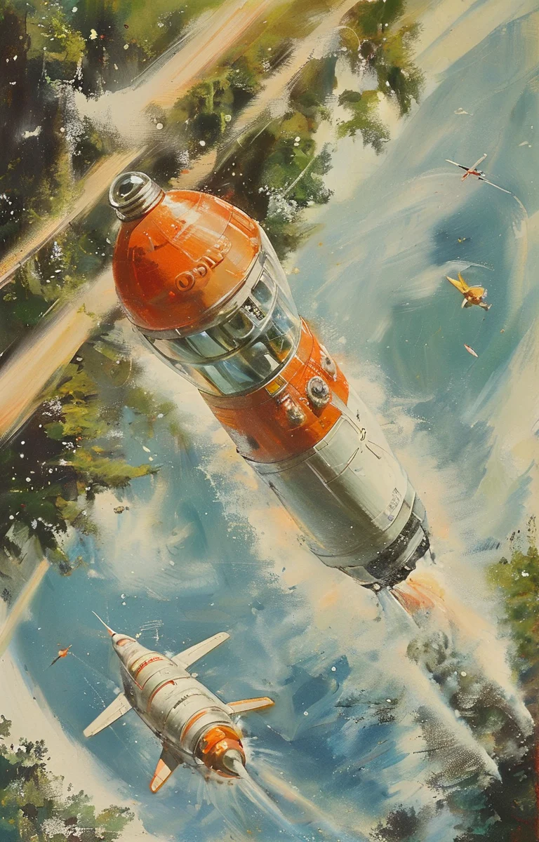 masterpiece,best quality,<lora:tbh315-sdxl:0.9>,illustration,style of Gerry Anderson A bottle of perfume in garden