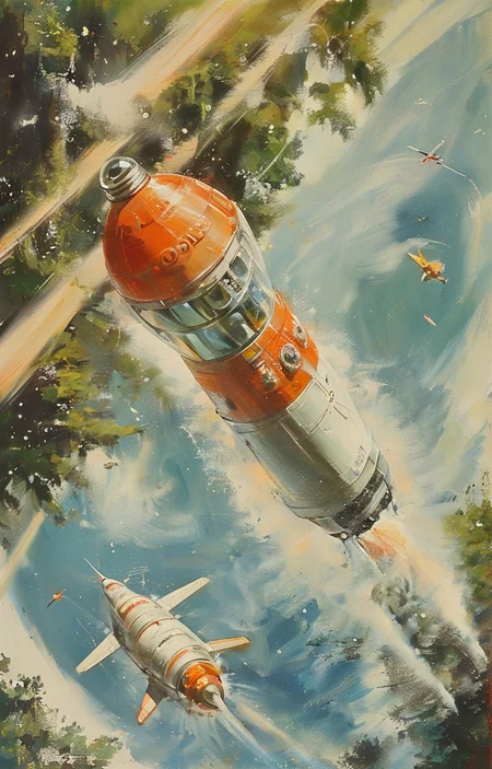 masterpiece,best quality,<lora:tbh315-sdxl:0.9>,illustration,style of Gerry Anderson A bottle of perfume in garden