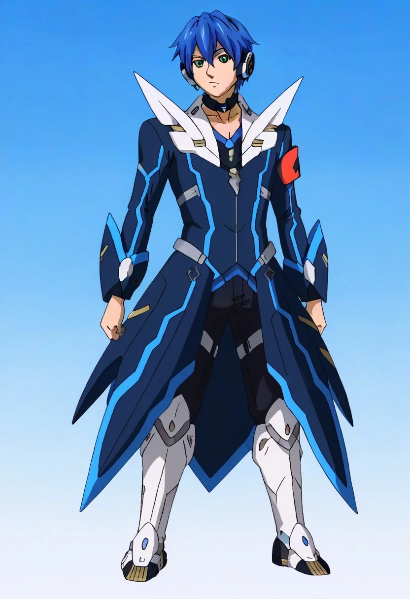 ((masterpiece)), ((best quality)), ((ultra-detailed)), ((absurdres)), score_9_up, score_8_up, score_7_up,
HD, top quality, best quality, amazing quality, High-quality illustrations, anime screencap, source_anime, best aesthetic, perfect proportions, perfect eyes, 1boy, 1male, solo boy, solo male, male focus, solo male focus, Anime, boy, male anime character, anime boy, handsome, cute, charming, Itsuki Tachibana, blue hair, green eyes, headphones, neck collar, white mecha boots, ((full body shot, head to hips shot)), ((facing front, front view)), easynegative, updn, Expressiveh, masterpiece, best quality, very aesthetic, absurdres