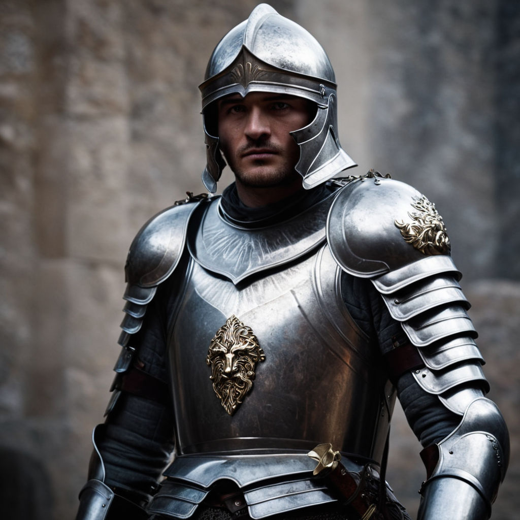 cinematic film still of  <lora:Game of Thrones style:1>
In medieval times weapons a silver and gold armor suit on a stand,solo,simple background,standing,full body,grey background,cape,armor,helmet,shoulder armor,gauntlets,facing viewer,1other,pauldrons,breastplate,knight,full armor,ambiguous gender,chainmail , cinematic, film, movie still, movie style, film style, fantasy drama, epic drama, dramatic light, dramatic shadow, fictional, Age of Wonders, Age of Empires, warriors,  Medieval style, middle ages, dungeons and dragons style, contrast, color, different people, different, unique, kingdoms and castles style, violent, aggressive, detailed, perfection, detailed face, detailed body, detailed hands, detailed eyes, sharp, Game of Thrones style, shallow depth of field, vignette, highly detailed, high budget, bokeh, cinemascope, moody, epic, gorgeous, film grain, grainy