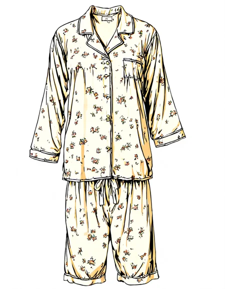 a vintage Pajamas, <lora:unworn_clothingno_peopleno_characters:1>,white background,